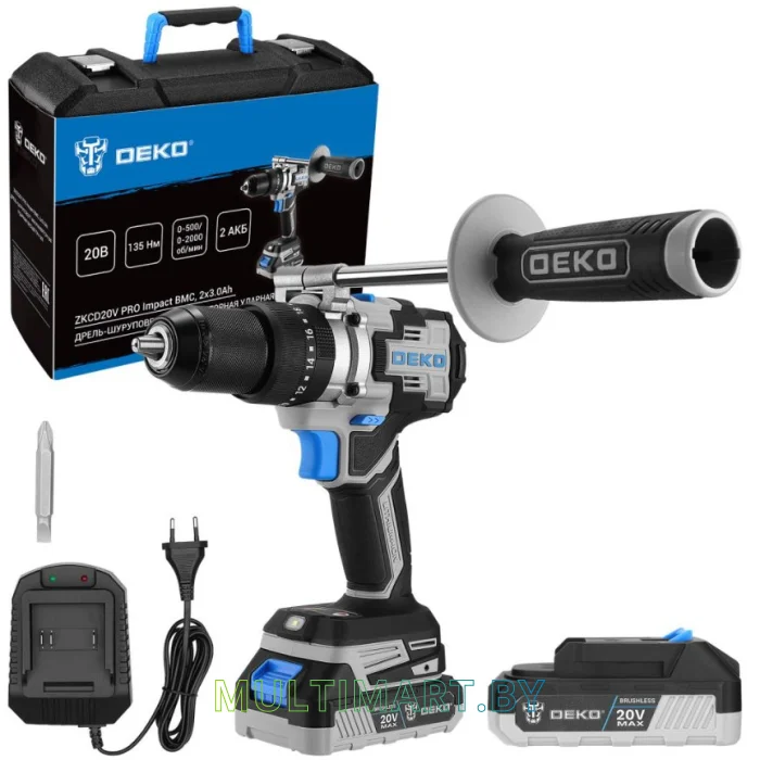 Ударная дрель-шуруповерт Deko ZKCD20V Pro Impac 084-1034 (с 2-мя АКБ, кейс)